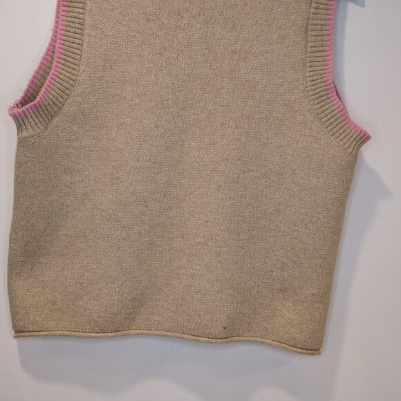 Hippie Tan Floral Sweater Vest - Women's sz M - Picture 5 of 5